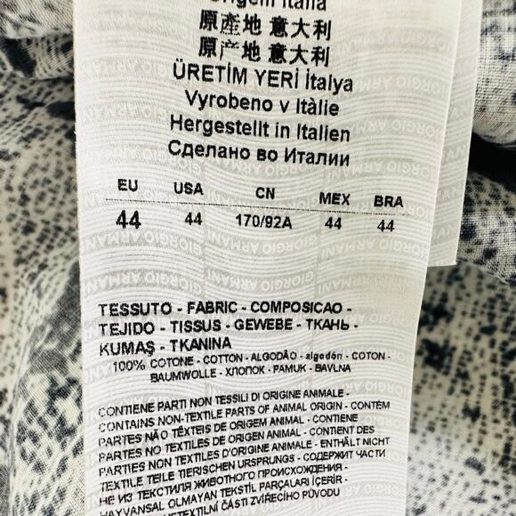 Giorgio Armani Blue Floral Print Tunic Blouse Size 44 XL Long Sleeve Cotton - Picture 12 of 15